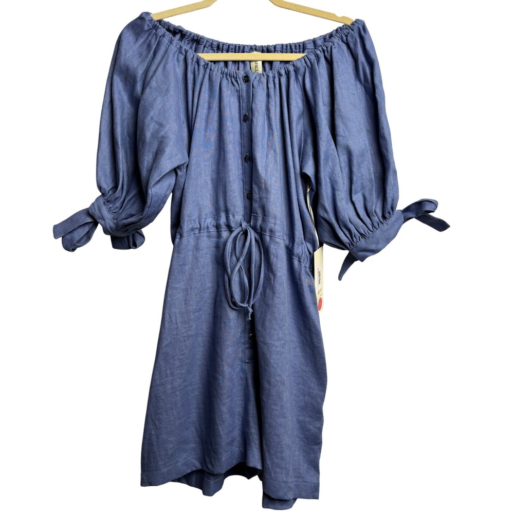 Eliza Faulkner Ramona Playsuit Periwinkle Blue Linen Romper Jumpsuit XS NEW $420